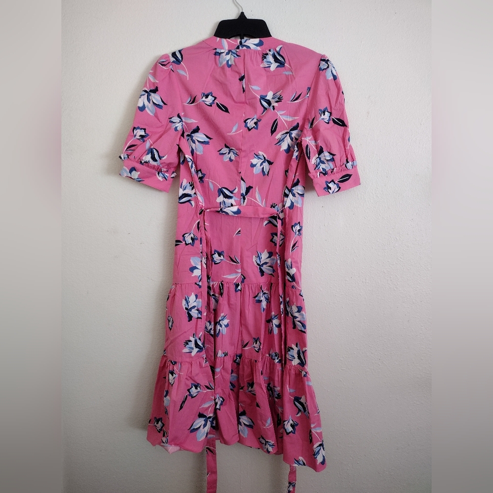 Draper James Tiered Floral Pink Cotton Spandex Button Up Dress Size XS - Picture 10 of 10